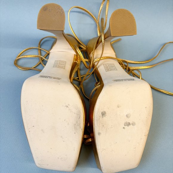 Jeffrey Campbell Metallic Gold Wrap Tie Sandal Platform Heels, 8 - Picture 10 of 10